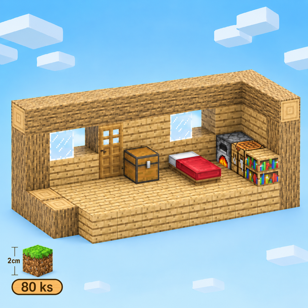 Minecraft magnetická stavebnice - 80 kusů + 3 figurky