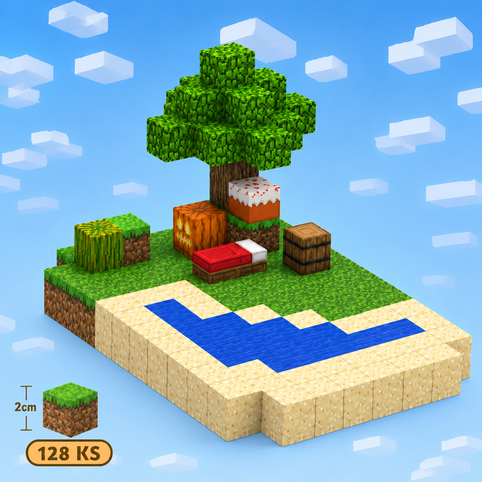 Minecraft magnetická stavebnica - 128 kusov + 4 figúrky