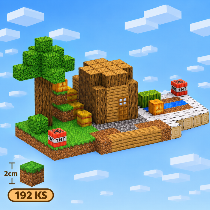 Minecraft magnetická stavebnica - 192 kusov + 6 figúrok