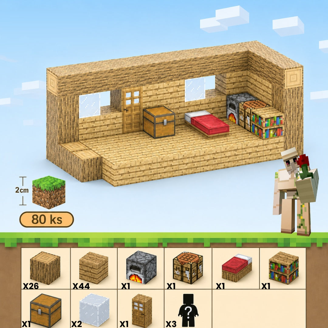 Minecraft magnetická stavebnice - 80 kusů + 3 figurky
