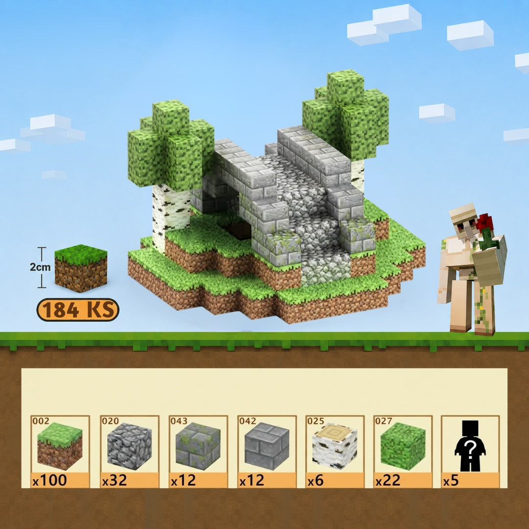 Minecraft magnetická stavebnice - 184 kusů + 5 figurky