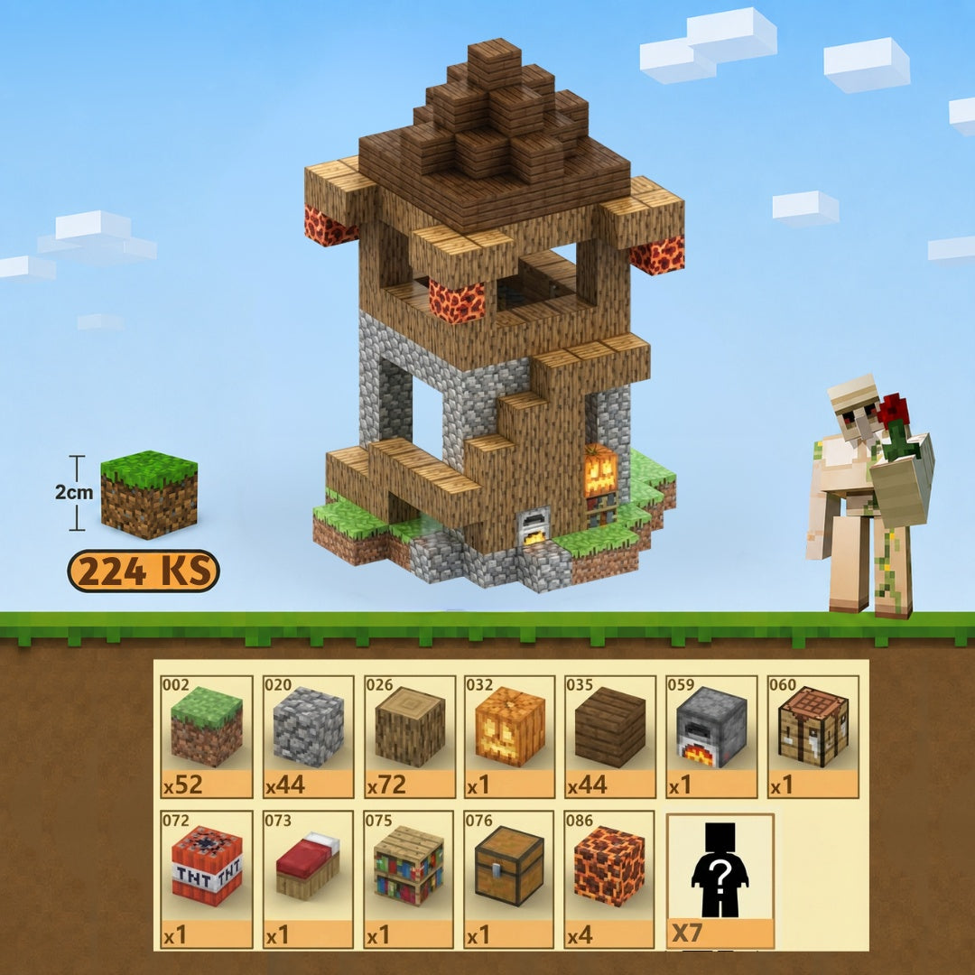 Minecraft magnetická stavebnice - 224 kusů + 7 figurky
