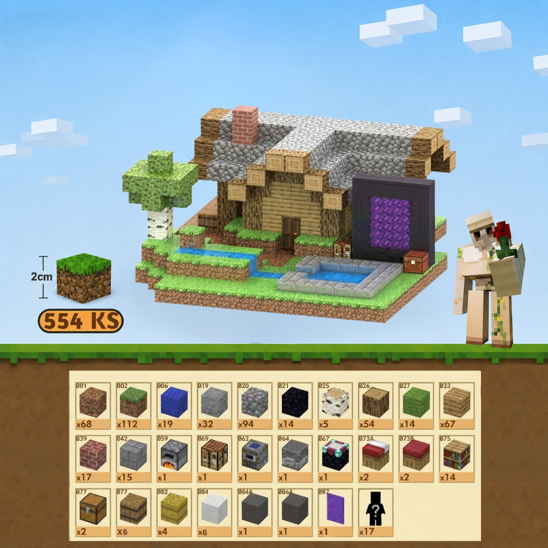Minecraft magnetická stavebnice - 554 kusů + 17 figurky