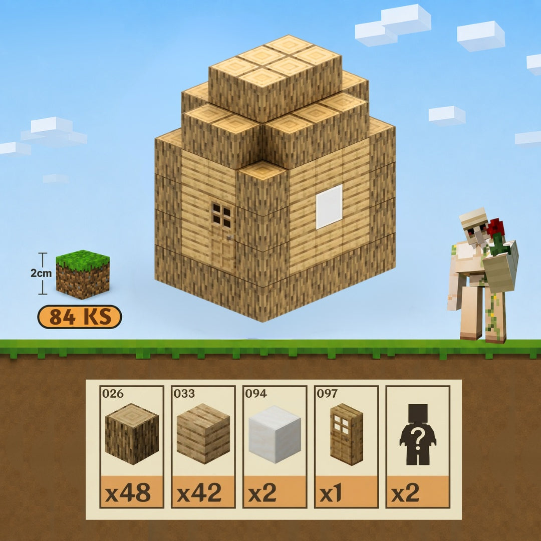 Minecraft magnetická stavebnice - 84 kusů + 2 figurky
